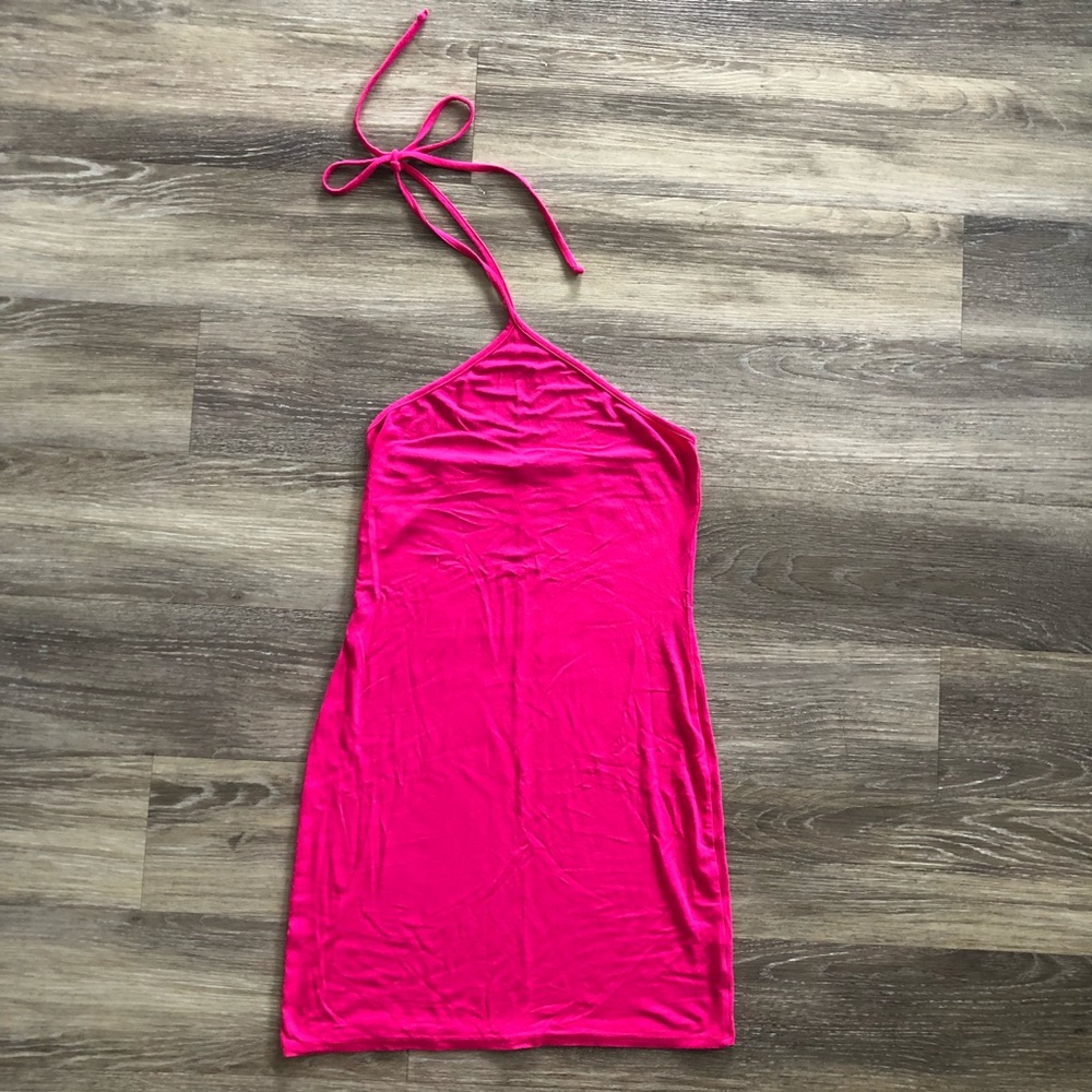 Lulu’s Hot Pink Halter Bodycon Dress